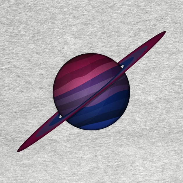 Planet and Rings in Bisexual Pride Flag Colors by LiveLoudGraphics